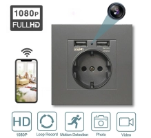 Стенен контакт със скрита охранителна камера, CMOS, Wi-Fi, 1080p (Full-HD)