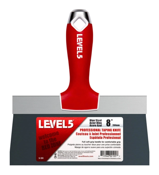 20 см Шпакла за гипсокартон от синя стомана, мека дръжка LEVEL5 5-124