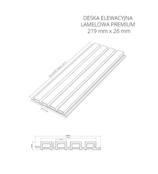 WPC фасаден панел, 219x26x2900 мм, ЗЛАТЕН ДЪБ (0.63 м²)